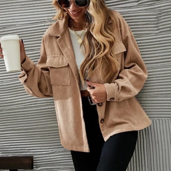 Cozy Button up Corduroy Oversized Jacket Shacket - Picture 10 of 13